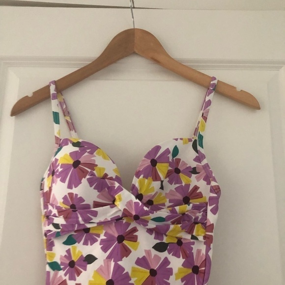 Kate Spade Wallflower Floral Print Draped Molded Cup One Piece Swimsuit - Picture 7 of 10